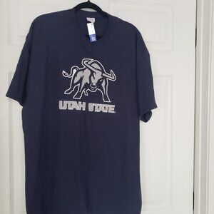 Utah State Aggies Men's Port & Company T-Shirt Navy Size 2XL New with Tags